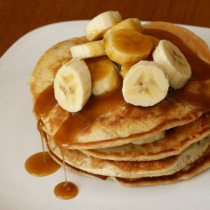 Coconut Pancakes with Banana and Caramel