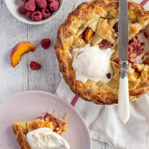 Peach and Raspberry Lattice Pie with Cream Cheese Pastry