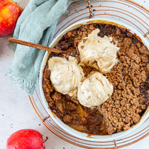 Apple Miso Crumble with No Churn Salted Caramel Ice Cream